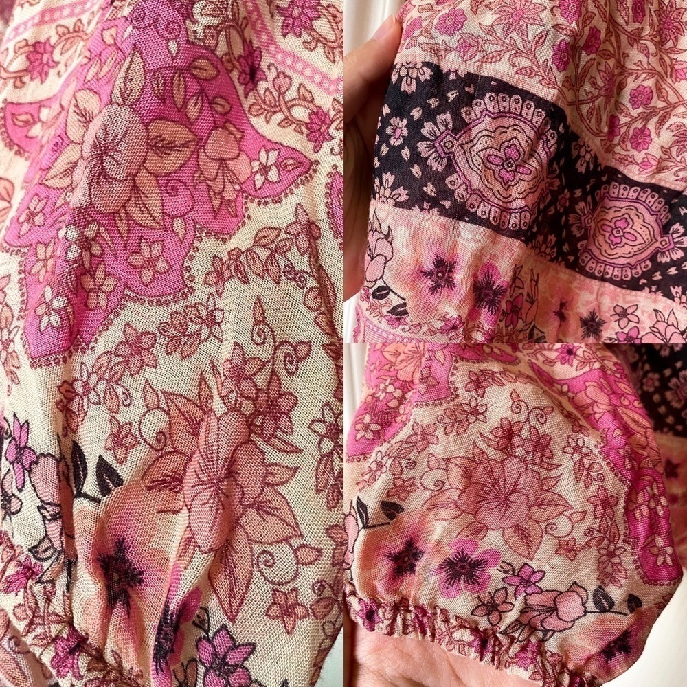 Spell Top Aloha Fox Floral Tassels Pink Boho Flowy Beach Watermelon XS GUC - Picture 4 of 11